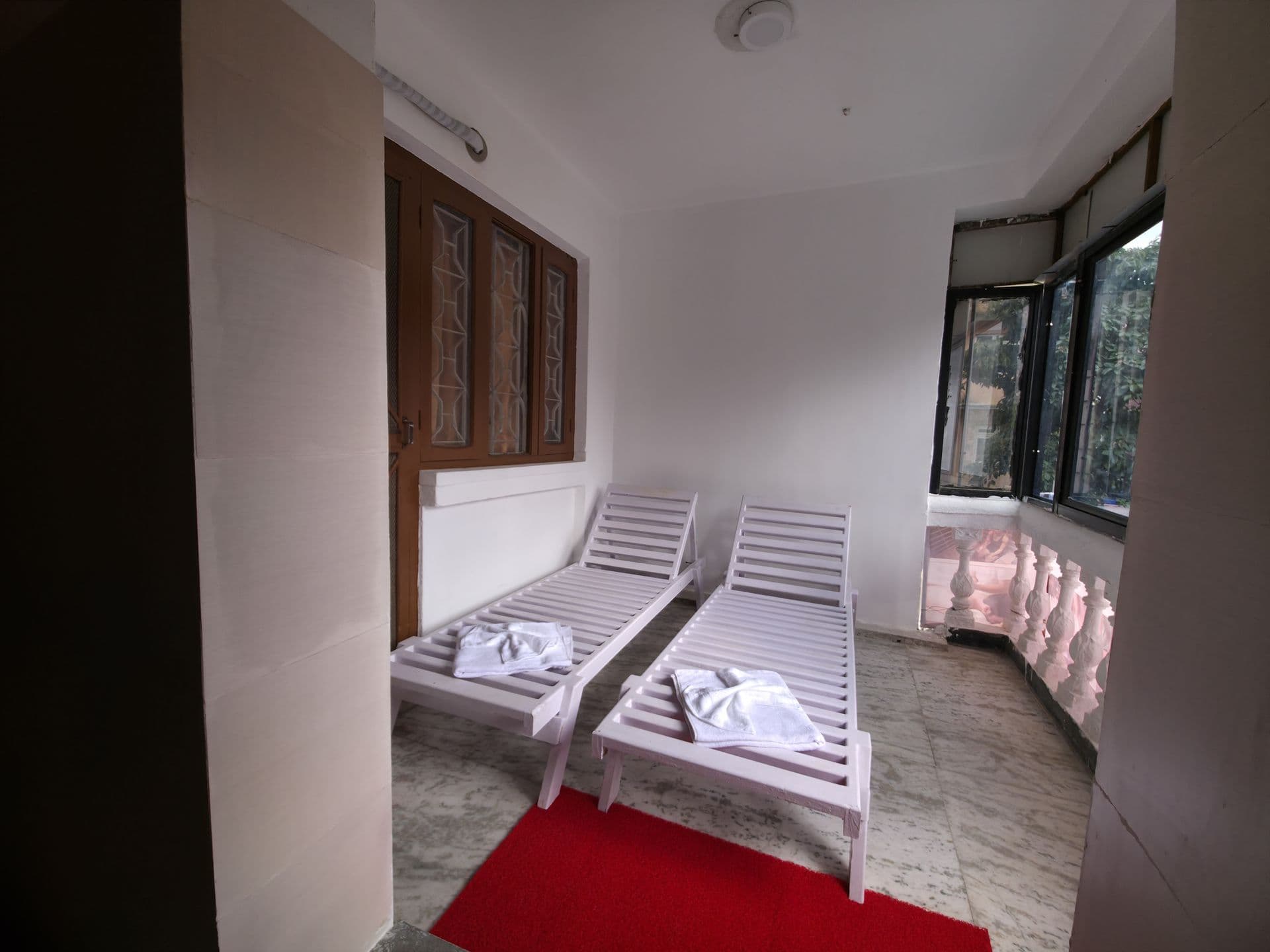Nature Nest Wellness outdoor relaxation area in Lalitpur
